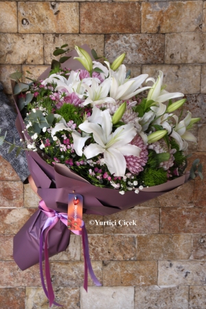 Boutique White Lilies Bouquet - 1