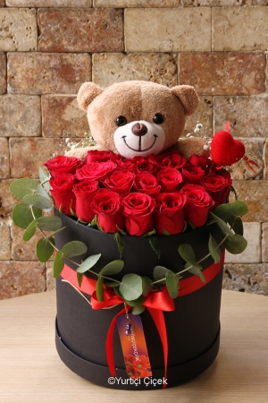 Rose and Teddy Bear in a Box