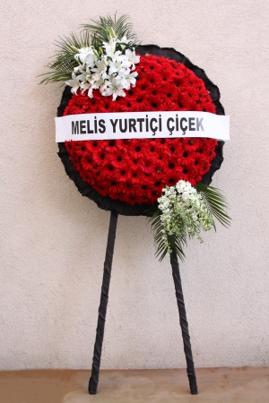 Red Funeral Wreath with Lilies